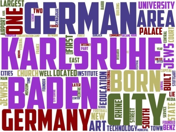 Karlsruhe Wordart T-Shirt: A Vibrant, Hand-Drawn Word Cloud for Creative Expression